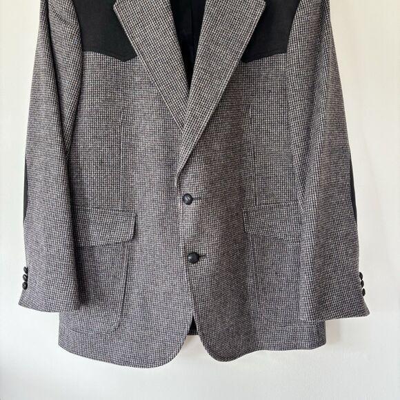 Pendleton Blazer Men 42 Wool Tweed Houndstooth Elbow Patch Western Sport Coat - Picture 4 of 16
